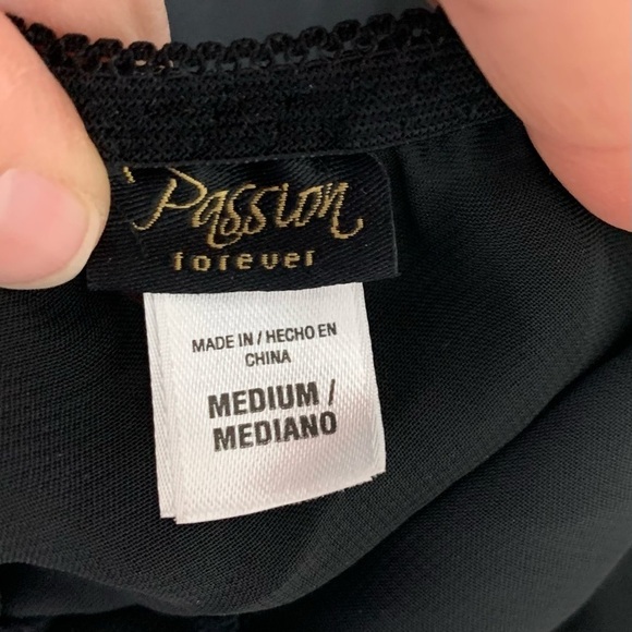 Passion Forever Black Nighty Size Medium French Maid Inspired Bows Coquette - Picture 13 of 17